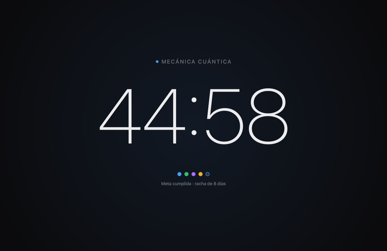 Reloj de Productity a pantalla completa