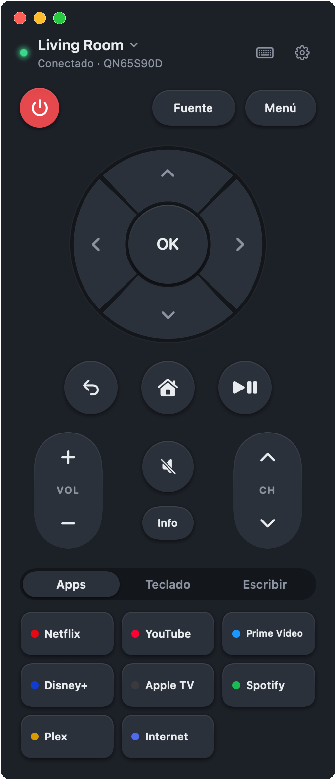 Zapper en español, modo oscuro
